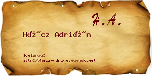 Hécz Adrián névjegykártya
