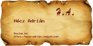 Hécz Adrián névjegykártya